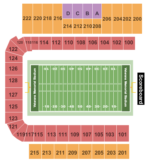 Veterans Memorial Stadium - AL Football-Zp Seating Chart